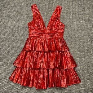 Collective The Label Red Tiered Mini Dress